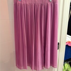 Pink Pleated Midi Skirt
